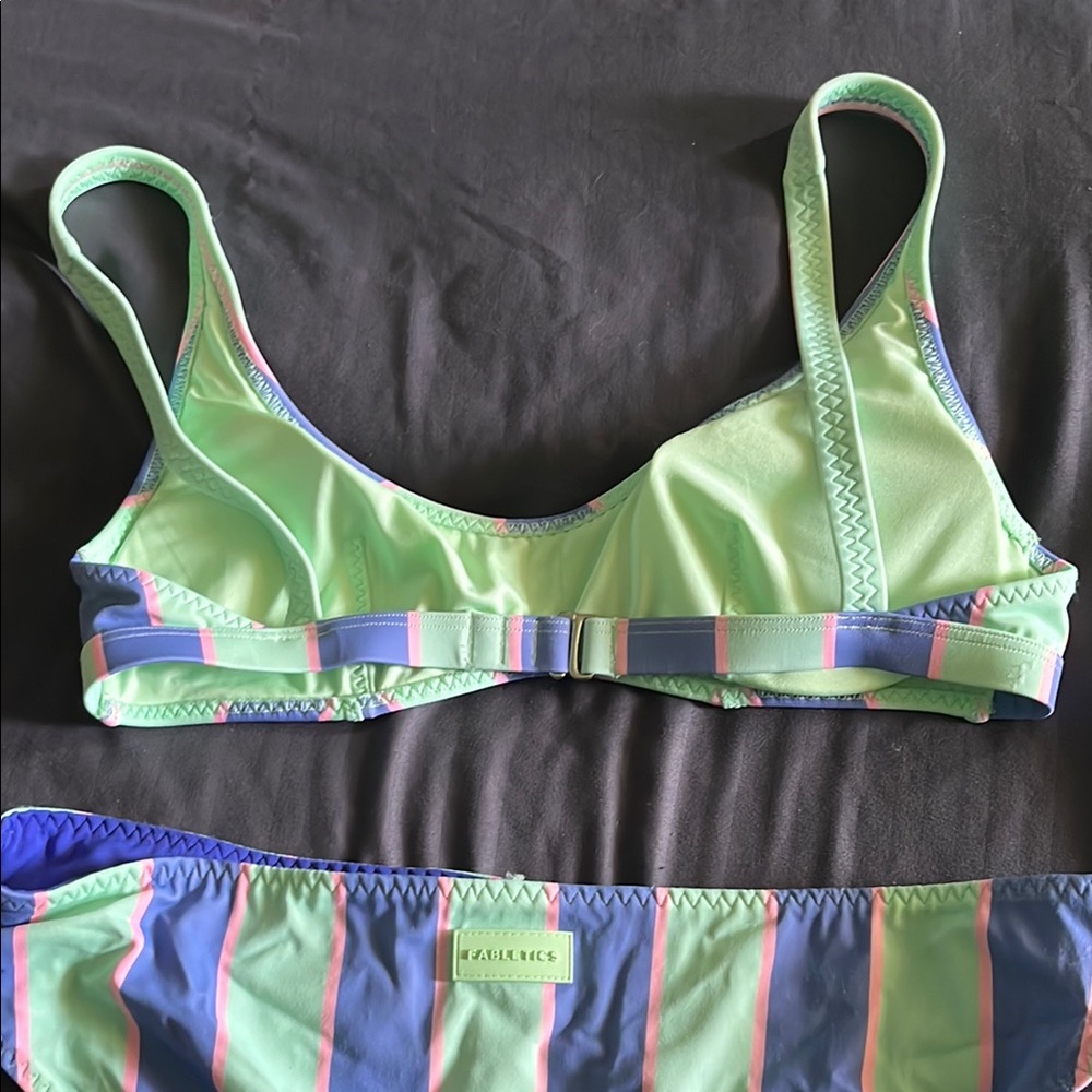 Fabletics Striped Bikini Set in Blue and Green- reversible - Picture 3 of 3